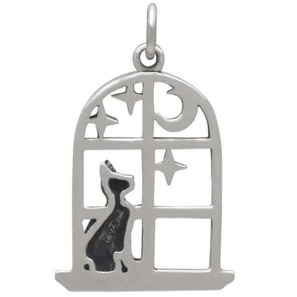 Cat in the Window Charm Sterling Silver