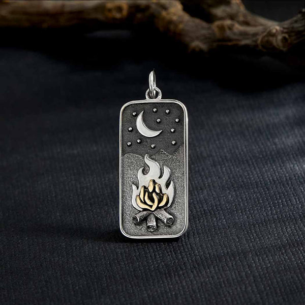 Mixed Metal Campfire under the Moon Charm