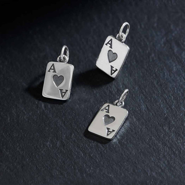 Sterling Silver Ace of Hearts Playing Card Charm