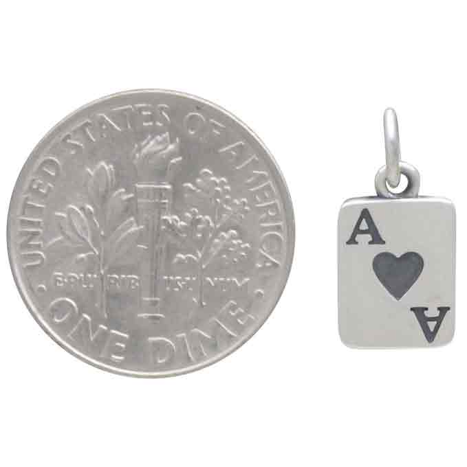Sterling Silver Ace of Hearts Playing Card Charm