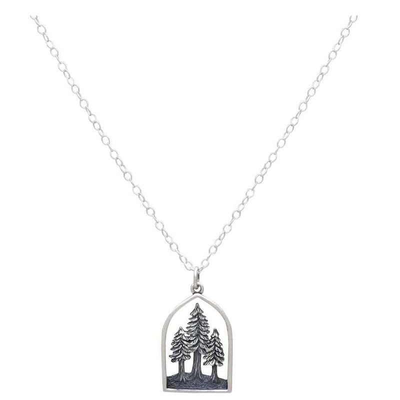 Sterling Silver Dimensional Pine Tree Forest