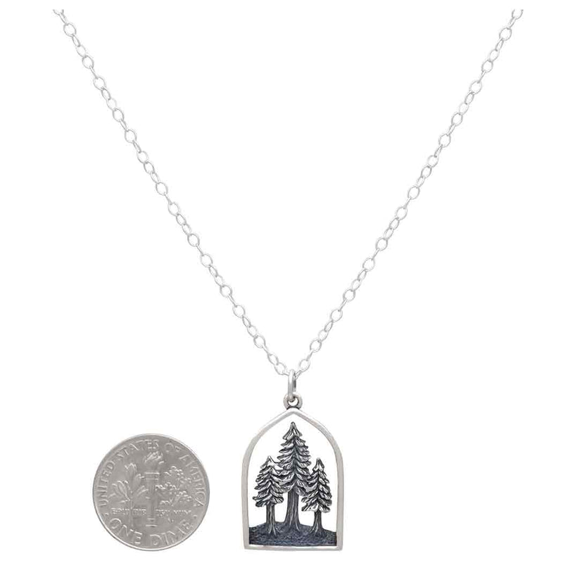 Sterling Silver Dimensional Pine Tree Forest