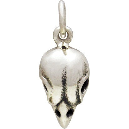 Sterling Silver Sparrow Bird Skull Charm - Poppies Beads n' More