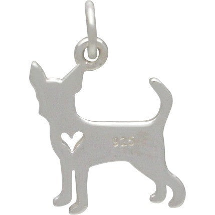 Sterling Silver Silhouetted Chihuahua Charm - Poppies Beads n' More
