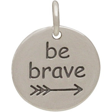 Sterling Silver Message Pendant:  Be Brave - Poppies Beads n' More