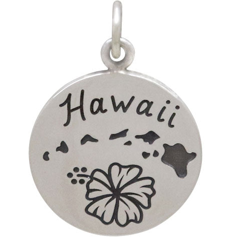Sterling Silver Hawaii Charm on a Disk - Poppies Beads n' More