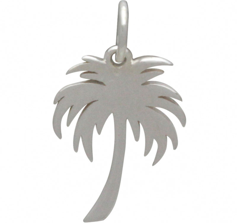 Sterling Silver Large Palm Tree Charm - Cutout - Poppies Beads n' More