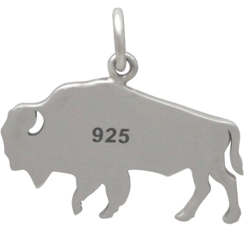 Sterling Silver Buffalo Charm - Wild & Free - Stamping Blank, - Poppies Beads n' More