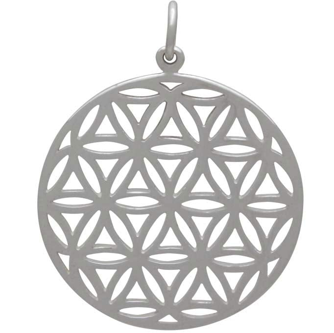 Silver Flower of Life Sacred Geometry Pendant - Poppies Beads n' More