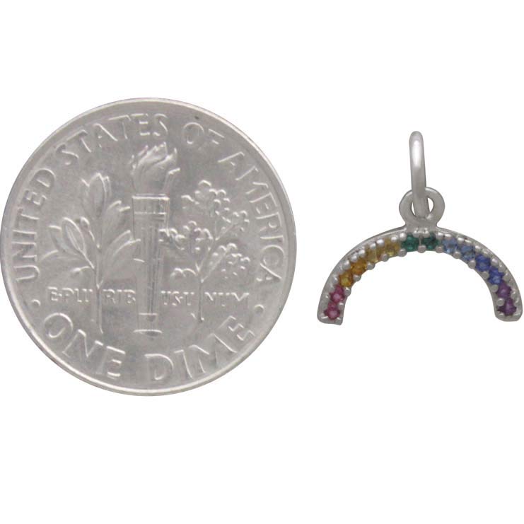 Sterling Silver Rainbow Charm with Nano Gems - Poppies Beads n' More