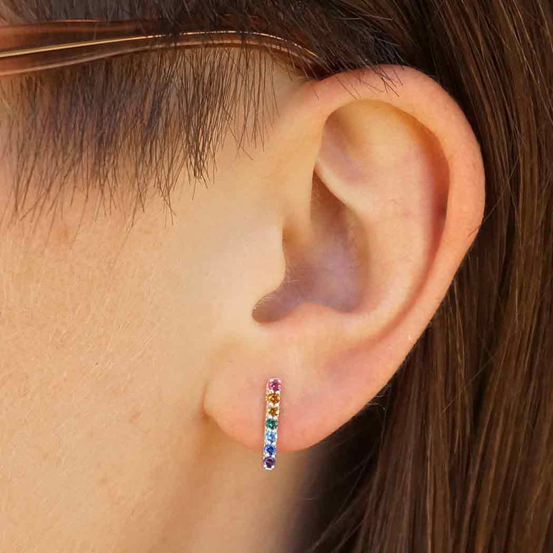 Sterling Silver Rainbow Bar Post Earrings - Poppies Beads n' More