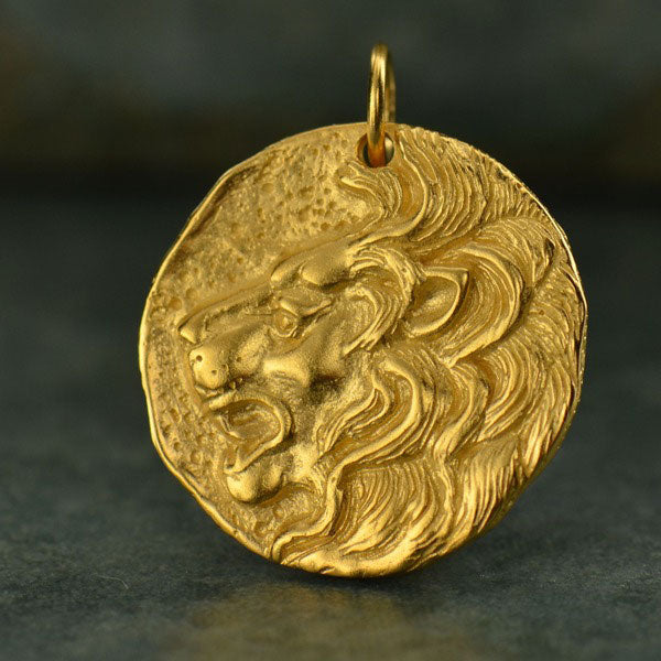 Ancient Coin Charm - Lion Head - Poppies Beads n' More