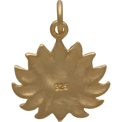 Large Textured Blooming Lotus Charm - Poppies Beads n' More