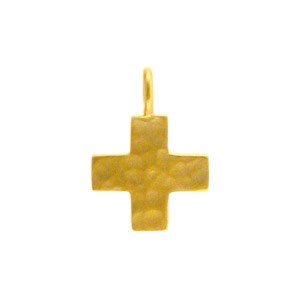 Hammered Finish Cross Charm - Poppies Beads n' More