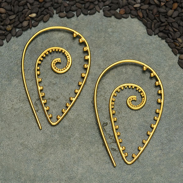 Earring Hook with Pointed Spiral and Granulation - Poppies Beads n' More