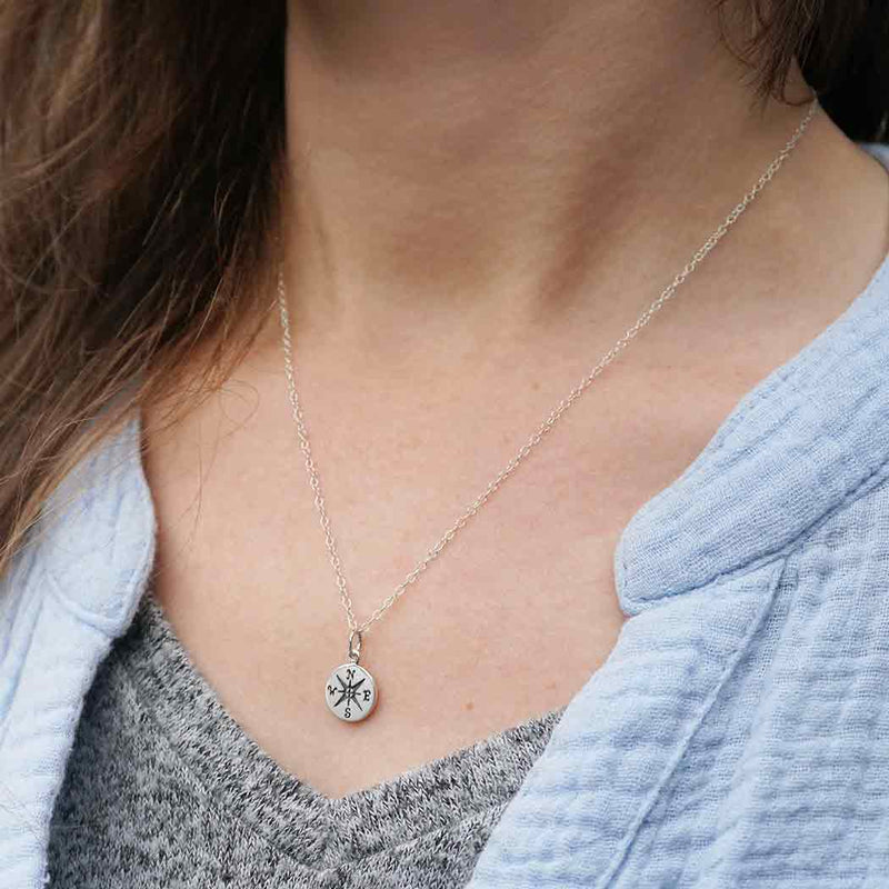 Sterling Silver Compass Necklace - Poppies Beads n' More