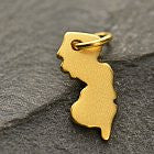 Satin 24K Gold Plated Sterling Silver State Charms - Poppies Beads n' More