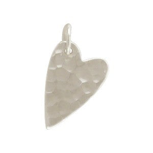 Hammered Finish Heart Charm - Poppies Beads n' More