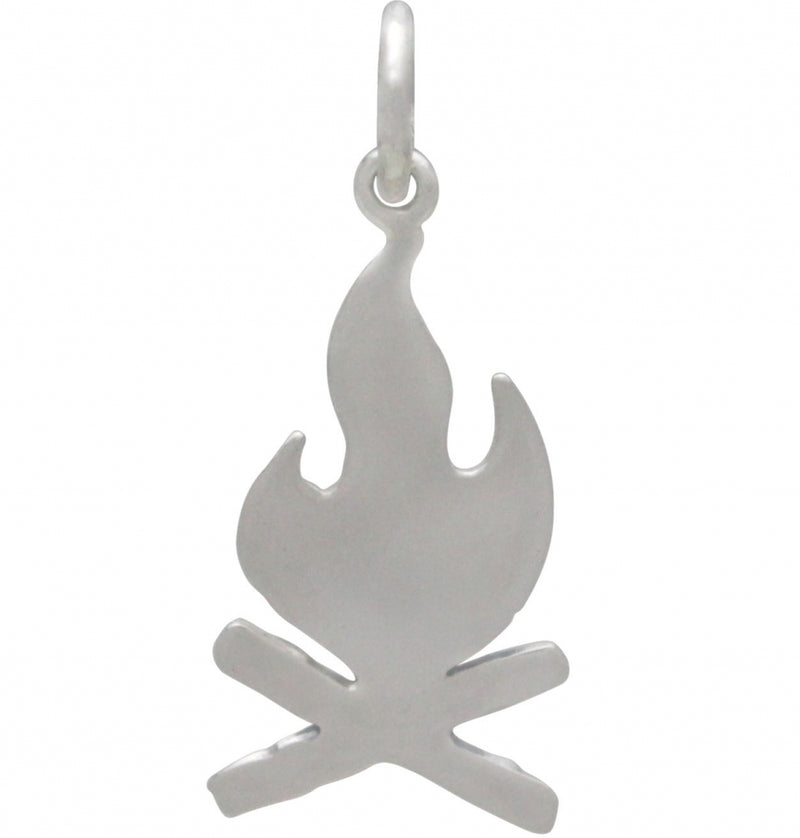 Sterling Silver Campfire Charm with Bronze Flames - Poppies Beads n' More