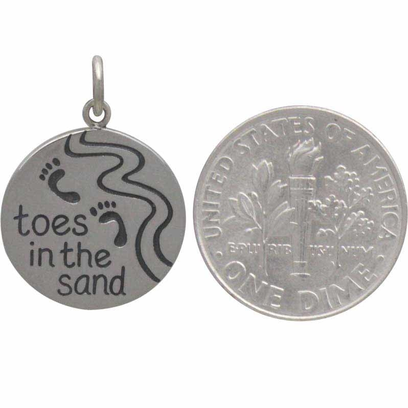 Sterling Silver Beach Charm - Toes in the Sand Charm - Poppies Beads n' More