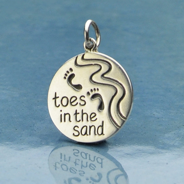 Sterling Silver Beach Charm - Toes in the Sand Charm, - Poppies Beads n' More