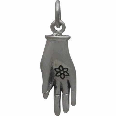 Sterling Silver Mudra Hand Charm - Left and Right Sides - Poppies Beads n' More