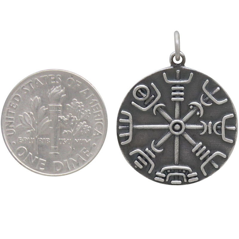 Sterling Silver Viking Compass Pendant - Poppies Beads n' More