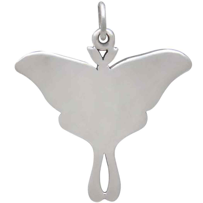 Sterling Silver Etched Luna Moth Charm - Poppies Beads n' More