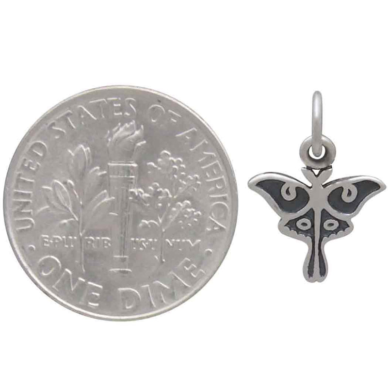 Sterling Silver Tiny Luna Moth Charm - Poppies Beads n' More