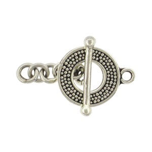 Sterling Silver Toggle Clasp with Carpet Granulation - Poppies Beads n' More