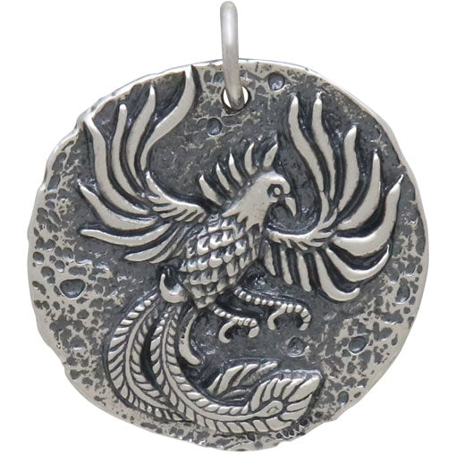 Sterling Silver Ancient Coin Charm -Phoenix - Poppies Beads n' More