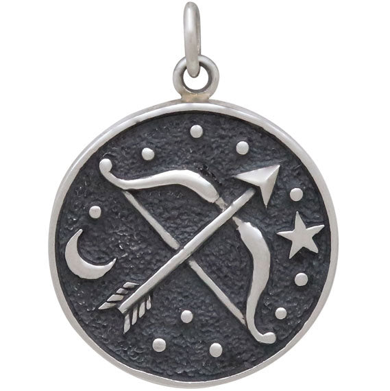 Sterling Silver Astrology Sagittarius Pendant - Poppies Beads n' More