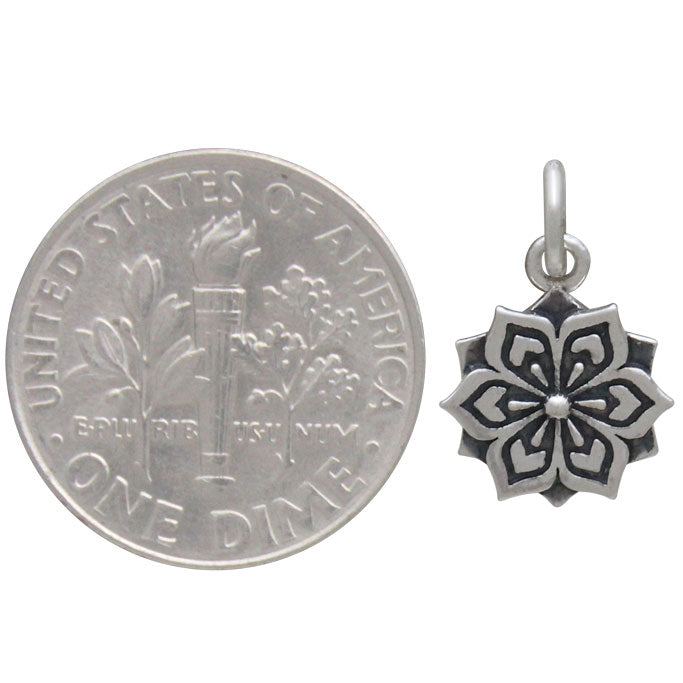 Sterling Silver Flower Mandala Charm - Poppies Beads n' More