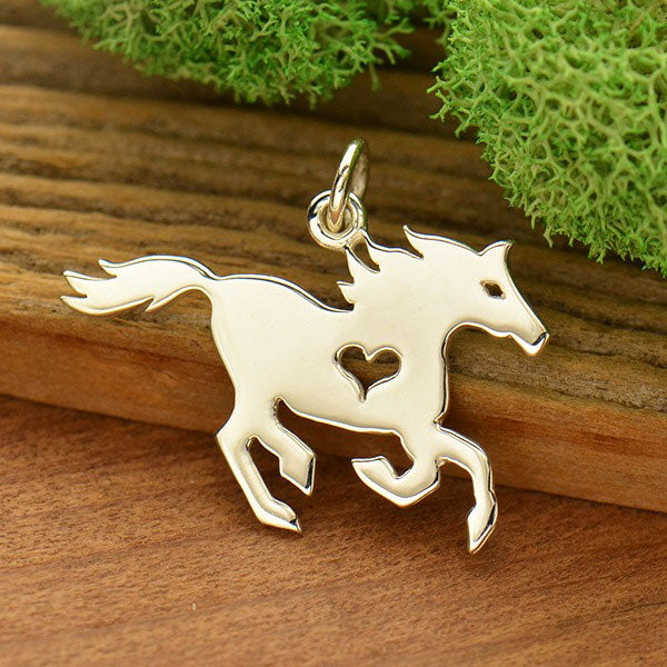 Horse Charm with Heart Cutout - Poppies Beads n' More