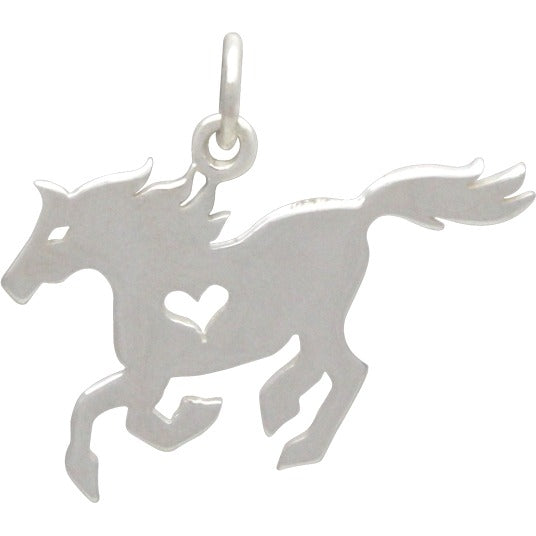 Horse Charm with Heart Cutout - Poppies Beads n' More