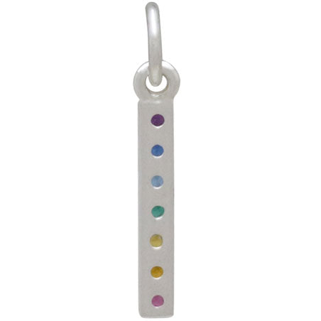 Sterling Silver Rainbow Bar Charm with Nano Gems - Poppies Beads n' More
