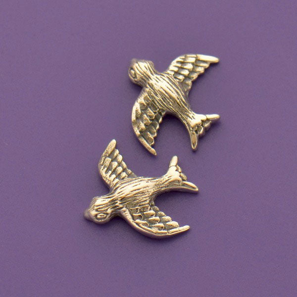 Sterling Silver Textured Bird Charm Embellishment - Poppies Beads n' More