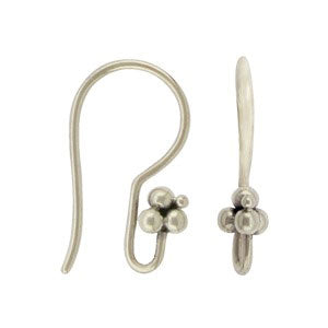 Ear Hook with Three Granulated Balls - Poppies Beads n' More