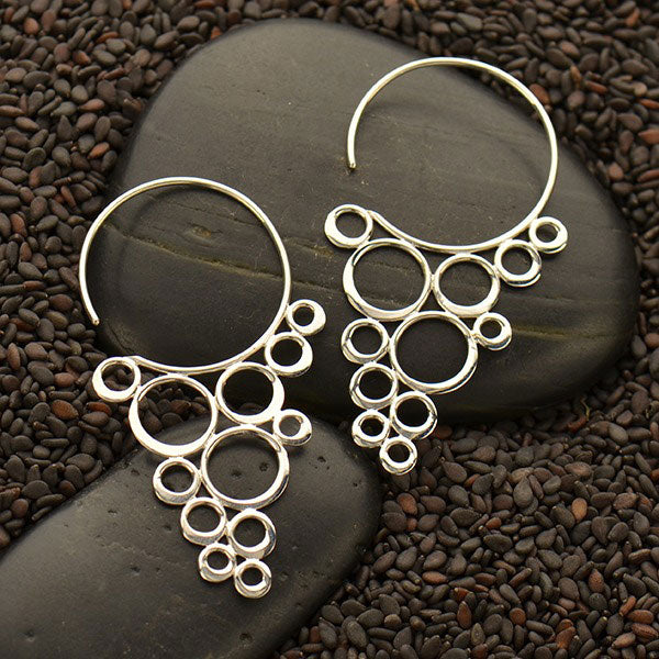 Sterling Silver Cascading Circles Hook Earrings