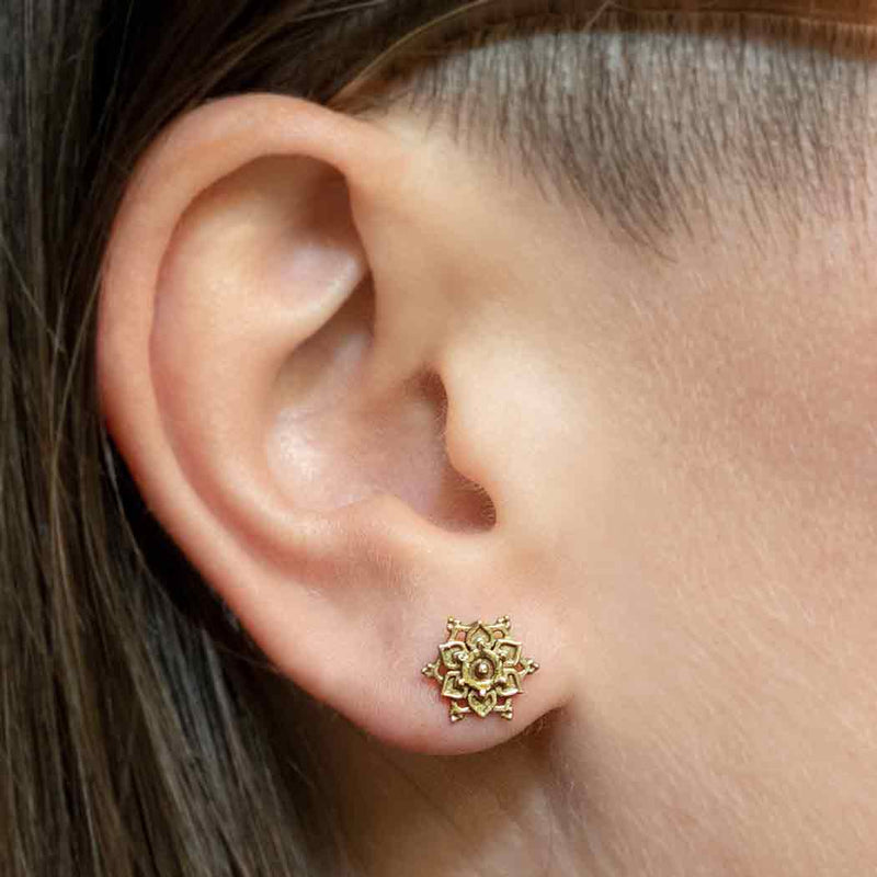 Bronze Mandala Stud Earrings, - Poppies Beads n' More