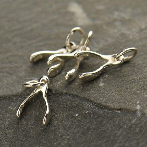 Sterling Silver Wishbone Charm - Poppies Beads n' More