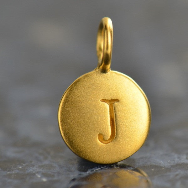 24K Gold Plated Letter Disk Charm - Poppies Beads n' More