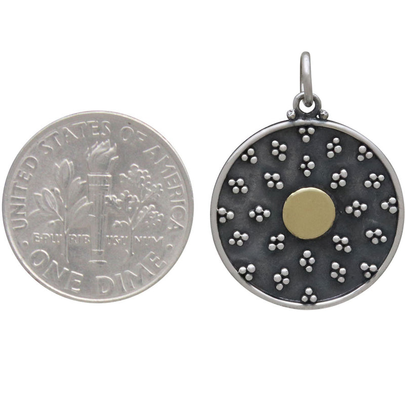 Mixed Metal Mandala Charm with Granulation and Bronze - Poppies Beads n' More