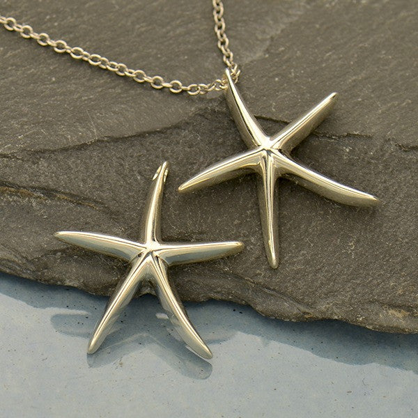 Sterling Silver Starfish Bead - Starfish Pendant - Poppies Beads n' More