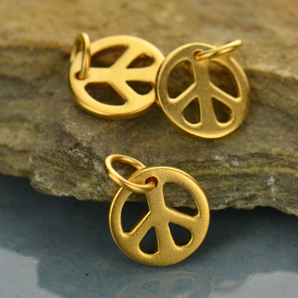 Small Peace Sign Charm, - Poppies Beads n' More