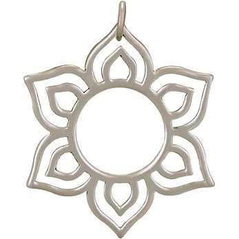 Sterling Silver Sunburst Lotus Flower Charm