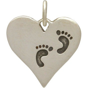 Heart Charm with Etched Footprints