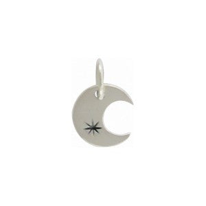 Tiny Crescent Moon Charm with Twinkling Star