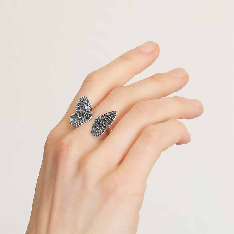 Butterfly Wings Ring Sterling Silver Adjustable