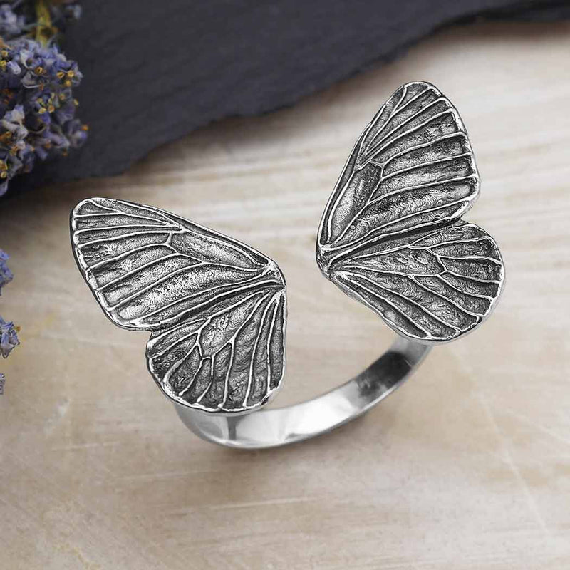 Sterling Ring Wings Silver Butterfly Adjustable